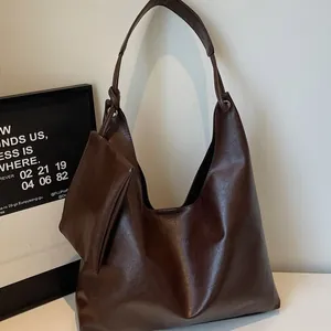 Retro large coffee tote bag with matching coin purse and wide shoulder strap