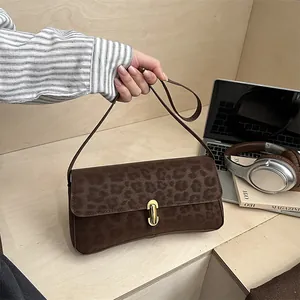Borsa Sottobraccio Vintage Con Stampa Leopardata Da Donna Borsa A Tracolla In Pelle Sintetica Con Serratura In Metallo Dorato Borsa Baguette Casual