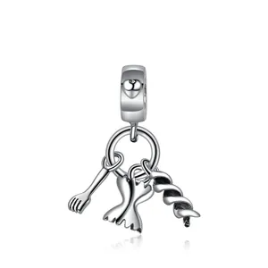 Legering Miniatuur Vork Farfalle En Fusilli Pasta Hanger Met Hartoog Voor DIY Sieraden Maken Vrouwen Zilverkleurig