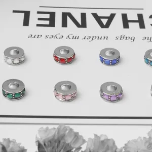 Metall-Zwischenperlen mit quadratischen bunten Zirkonia für DIY-Armband-Schmuck