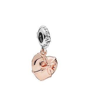 Abalorio Colgante de Aleación Oro Rosa Forma de Corazón Lazo para Mujer Bricolaje Fabricación de Joyería Pulsera Regalo