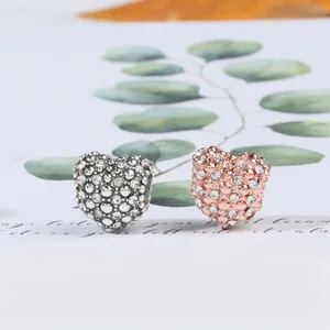 Fonkelende hartbedeltjes in zilver en roosgoud met pavé-zetting voor DIY-sieraden