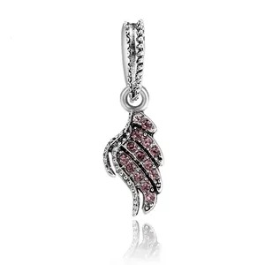 Retro Alloy Rhinestone Wing Pendant Large Hole Dangle Charm For DIY Bracelet Necklace Making Women Jewelry Accessory
