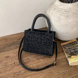 Women Retro Leopard Print PU Leather Handbag Casual Shoulder Crossbody Bag Large Capacity Tote With Ice Cream Pendant