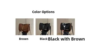 Sac baguette style Boston en marron, noir et bicolore avec logo en métal