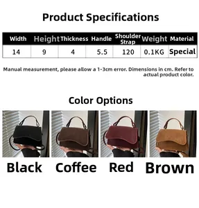 Detailed size chart and multi-color comparison for the mini crossbody square bag