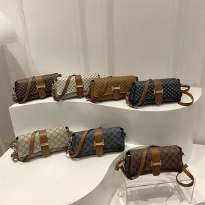 Classic vintage patterned crossbody small square bags in multiple neutral colors with gold buckles
