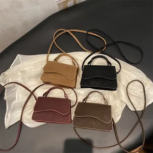 Mini vintage flap crossbody bags in yellow, black, burgundy and coffee colors