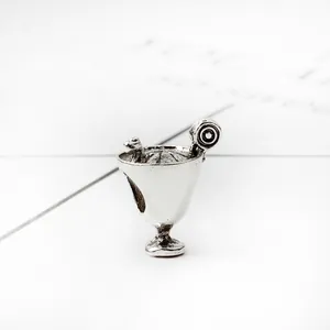 Ciondolo a forma di bicchiere da cocktail argento con mini ombrellino per bracciali