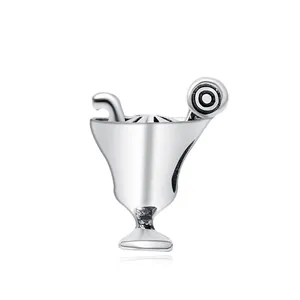 Ciondolo a forma di bicchiere da cocktail lucido per braccialetti fai da te in argento
