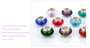 Macro view of multi-colored faceted glass beads with silver metal cores for DIY jewelry