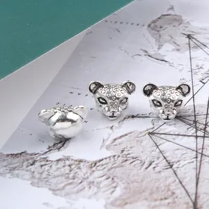 Three pieces of vintage silver leopard head charms for DIY handmade bracelet making
