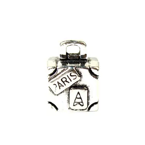 Ciondolo a Forma di Valigia in Lega Vintage Per Creazione Gioielli DIY Parigi Torre Eiffel Argento Antico Accessori