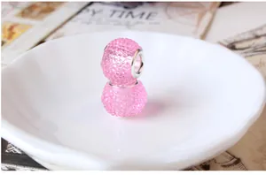 Macro shot of pink rhinestone large hole bead for DIY jewelry and bracelets