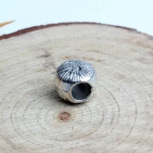 Retro alloy charm bead with radial stripes and large hole for DIY jewelry making