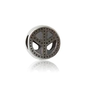 Antiksilber Legierung Friedenszeichen Hohl Runde Große Loch Perlen Für DIY Schmuckherstellung Armband Charms Zubehör