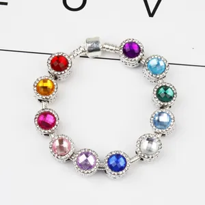 DIY Alloy Faceted Crystal Beads Large Hole Charms With Rhinestones Heart Hollow For Snake Chain Bracelet Making Women Jewelry Accessories