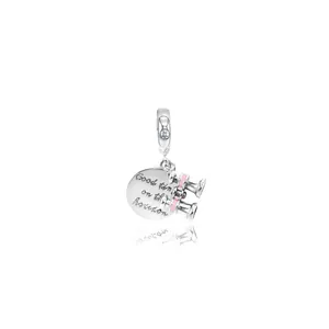 S925 silver hot air balloon charm with binoculars and Good time on the horizon engraving