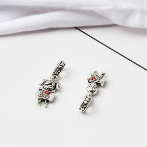 Ensemble de breloques rétro en argent avec motifs Maman et Papa pour bracelets à breloques