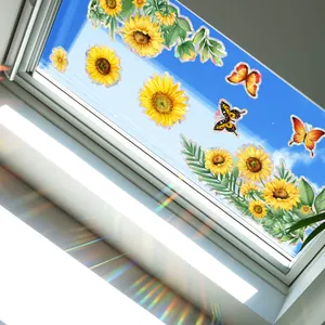 Rainbow sunflower and butterfly suncatcher window stickers with iridescent light effect