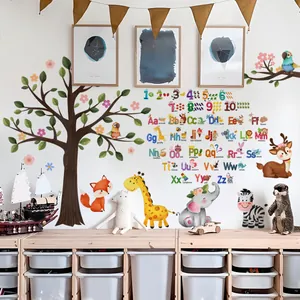Wandtattoo Set Kinderzimmer mit Tieren, ABC Alphabet und Zahlen für die Wanddekoration