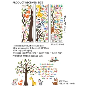 Wandtattoo-Set mit Cartoon-Tieren und Alphabet für Kinderzimmer Deko und Lernen