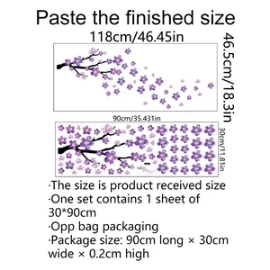 Sticker mural branche de prunier violette, taille d'affichage 118x46,5cm pour déco