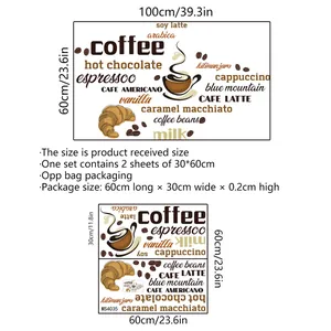 Self-adhesive coffee wall stickers set with Espresso and Latte text for cafe decor