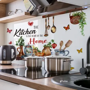 Detail of 'Kitchen is the Heart of the Home' wall sticker with herbs and heart motifs