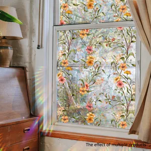 Regenbogeneffekt Fensterfolie mit Blumenrankenmuster für Glas und Sonnenschutz zu Hause