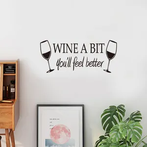 Creative Wine A Bit wall sticker with wine glass silhouette for home kitchen decor