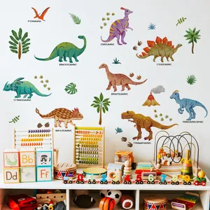 Cartoon Dinosaurier Fußabdruck Bildung Wandaufkleber PVC Selbstklebende Wandtattoos Für Kinderzimmer Schlafzimmer Dekor