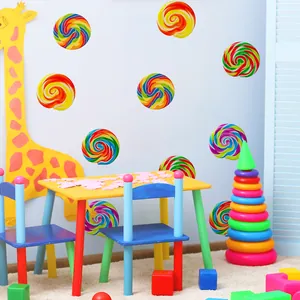 Rainbow lollipop floor stickers and wall decals for children's playroom decor
