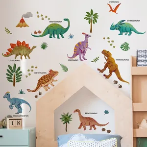 Pädagogische Dinosaurier Wandtattoo-Set mit Namen für Kinderzimmer Wanddekoration
