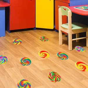 Colorful rainbow lollipop round floor stickers for kids room and home decoration