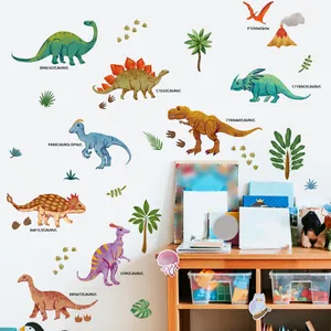 Cartoon Dino Wandsticker mit englischen Namen für Kinderzimmer Deko