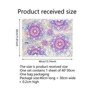 Holographic mandala flower window sticker for home decor, 40x30cm double-sided prism decal