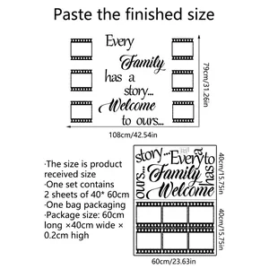 Family story and film strip wall decal set in black PVC, 108x79cm finished size stickers
