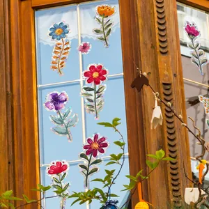 Pellicola statica per vetri effetto arcobaleno con motivi floreali colorati decorativi