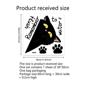 Cartoon Schwarze Katze Toilettenaufkleber 30x30cm mit Erinnerungstext Flush