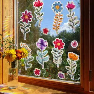 Pellicola statica arcobaleno per vetri con motivi floreali colorati per decorazione casa