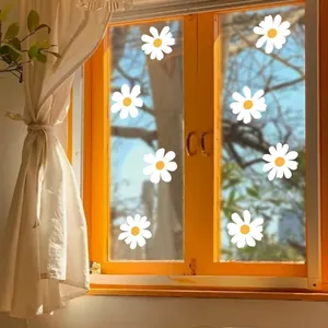 Daisy flower window stickers and mirror glass decals for cozy home interior decoration