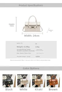 Detailed size specifications and color options for the vintage crocodile pattern handbag