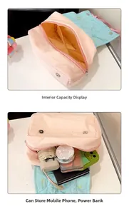 Rosa gesteppte Kosmetiktasche mit Innenfächern für Handy und Zubehör im Cloud-Stil