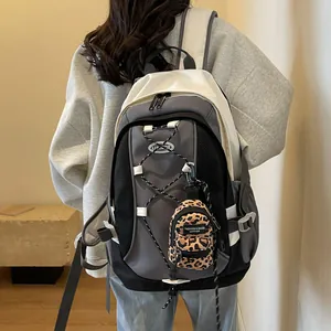 Kids leopard print mini crossbody bag and gray spliced backpack for outdoor travel
