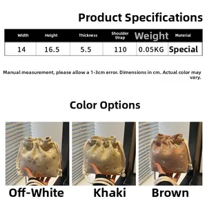 Details der bestickten Kordelzugbeutel mit Seilgriffen in Weiß, Khaki und Braun
