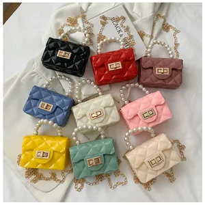 Mini jelly handbag set with pearl handles and quilted texture in nine vibrant colors