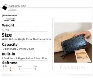 Detailed specifications of black stone pattern wallet showing dimensions and card slots