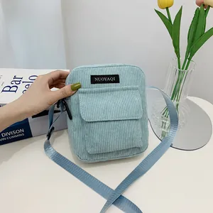 Women's Fashion Corduroy Crossbody Bag Casual Small Shoulder Purse Minimalist Square Handbag With Adjustable Strap