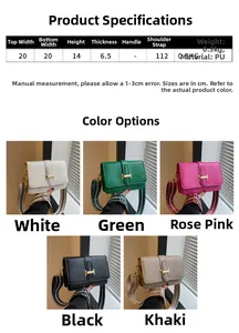 Spécifications de taille pour petit sac carré de 20cm avec bandoulière tissée